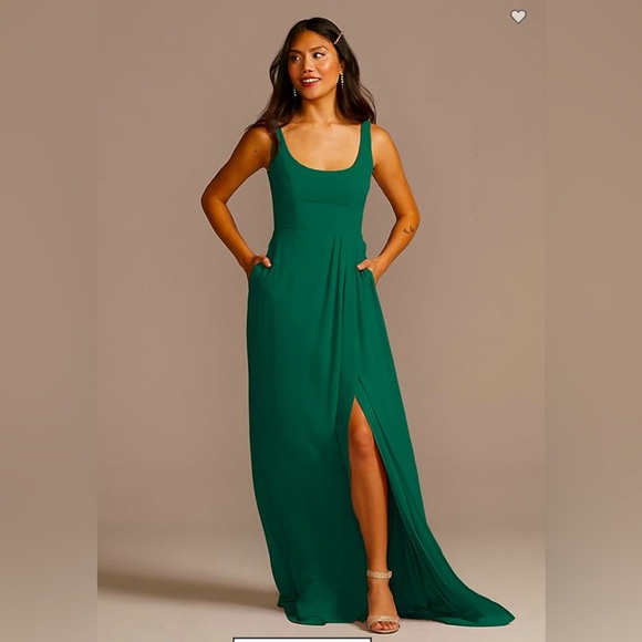 Chiffon Tank Scoop Neck Dress - Juniper - Picture 1 of 4